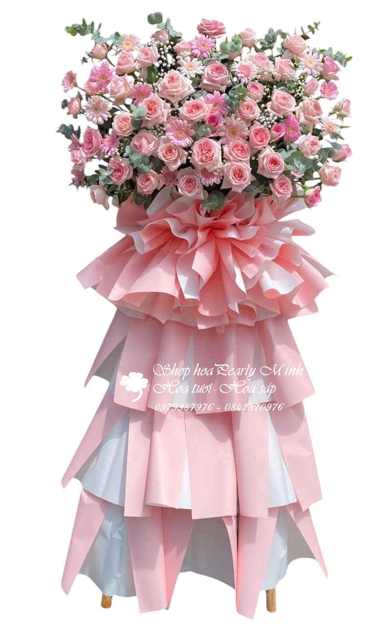 Lãng hoa chúc mừng tone hồng