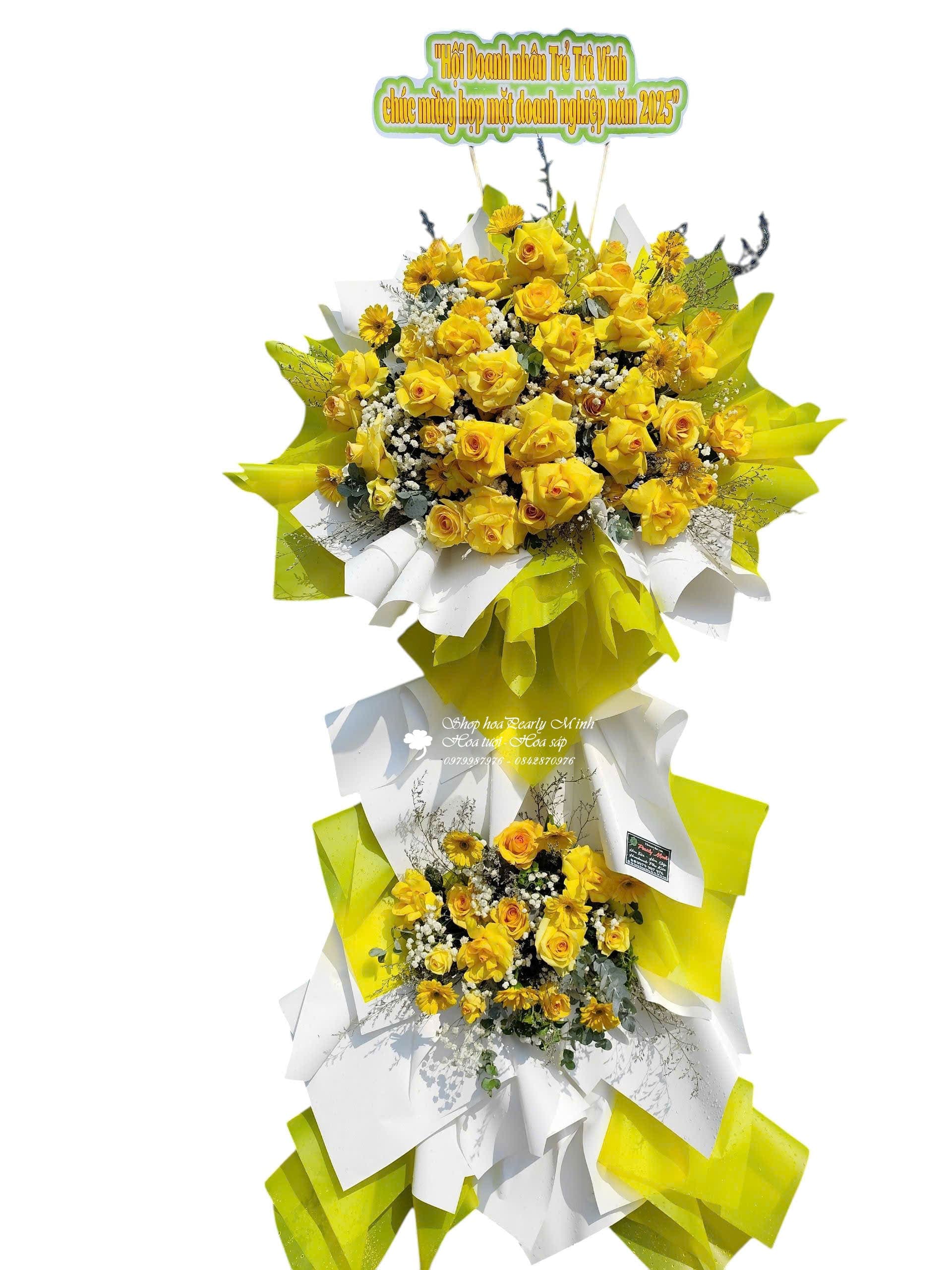 Lãng hoa chúc mừng tone vàng